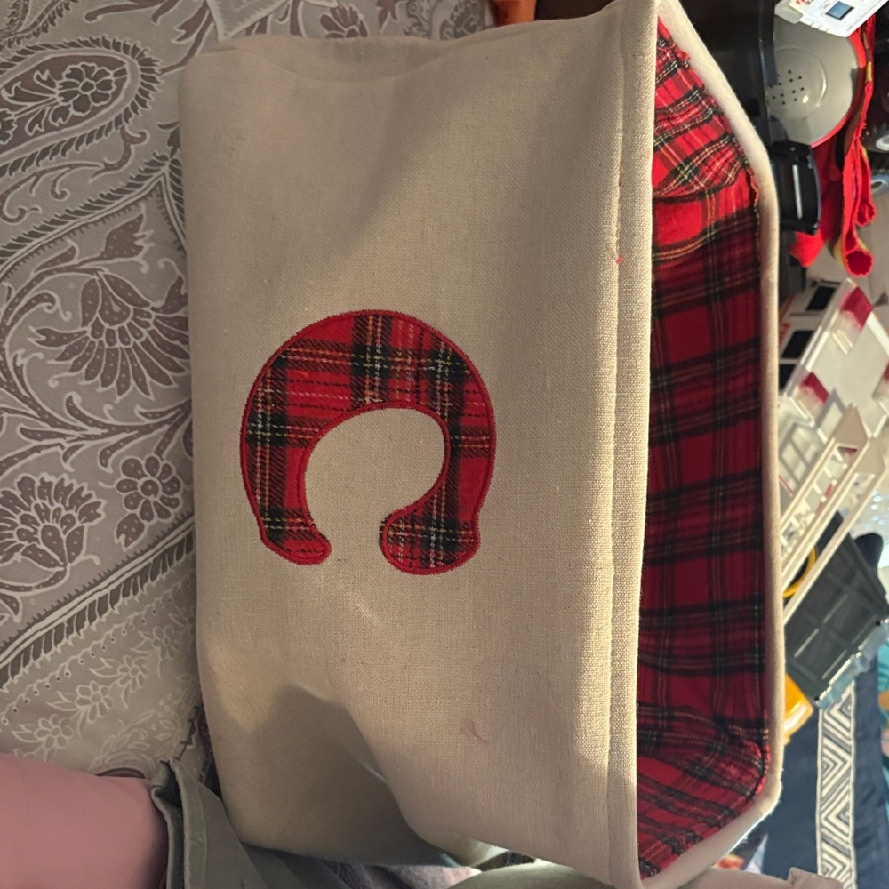 Plaid Lined Canvas Storage Bin